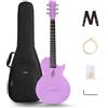 Enya Chitarra Acustica Adulto Set - Fibra di Carbonio Viola 1/2 Nova Go Guitar Starter Kit con Chiave per Tracolla per Borsa da Concerto corde per Panno per la Pulizia per Bambini Adulti Principiante
