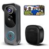 KAMEP Videocitofono wireless con campanello, 1080p, Smart WiFi, con campanello per porta, cambia voce, rilevamento movimento PIR, audio a 2 vie, visione notturna, alimentazione a batteria, IP66, funziona