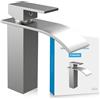 Bächlein Rubinetto per bagno Tamina in design a cascata, miscelatore monocomando con cartuccia in ceramica di lunga durata e set di montaggio, rubinetto da bagno in acciaio inossidabile