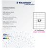 STARLINE Etichette adesive - in carta - angoli arrotondati - permanenti - 47,5 x 35 mm - 32 et-fg - 100 fogli - bianco - Starline (unità vendita 1 pz.)
