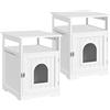 Yaheetech Set di 2 Casette per Gatti Cuccia in Legno Mobiletto Lettiera per Animali Domestici Armadietto Legno Bianco