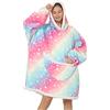 JOJJJOJ Coperta oversize con cappuccio, con tasca gigante, coperta comoda e calda in pile Sherpa, felpa/accappatoio per uomini e donne, idea regalo per ragazzi, Milky Way, taglia unica plus