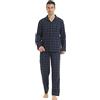 YUSHOW Pigiama da Uomo Set a Quadri Flanella Sleepwear Manica Lunga Pigiama Top in Cotone Pantaloni