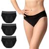 ZENAPHYR Set 3 Mutande Ciclo Mestruale Con Cotone Bio Ecologico - Assorbenti Donna 4 Strati Anti-Perdite - Lavabile (L)