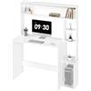 eSituro Tavolo per Computer con Libreria, Scrivania con 5 Ripiani, Scrivania per Bambini, Camera da Letto, Ufficio, Bianco, 113,5x45x139 cm