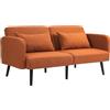 HOMCOM Divano Letto 3 Posti Clic Clac con Braccioli e Schienale Regolabili, Divanetto 3 Posti con 2 Cuscini in Tessuto Effetto Lino e Legno, per Soggiorno Ufficio Salotto, 170x83x80 cm, Marrone