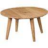 FineBuy Tavolino da caffè Legno Massello Acacia 75 x 40 x 75 cm Tondo | Tavolo Soggiorno Casa di Campagna | Tavolino Prodotto Naturale Disegno | Divano Tavolo Quattro Gambe del Tavolo Conico