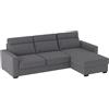 ALFASOFA Divano Edimburgo con Chaise Longue Penisola Contenitore e letto estraibile 235x83x90 cm (LxPxH) (Tessuto 12 - Colore 18 (Grey))