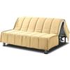 EVERGREENWEB MATERASSI & BEDS EVERGREENWEB - Copridivano per Divano Letto Matrimoniale 3 Posti largo 160 cm senza Braccioli, Rivestimento Letto Estraibile Pieghevole Sfoderabile con Zip, Fodera in Tessuto Beige Trapuntato Lavabile