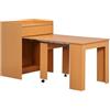 HOMCOM Tavolo Salvaspazio da Pranzo con Ruote max 5 Persone, Tavolo Pieghevole per Spazi Limitati in Legno Truciolato, 84x180x100 cm, Color Legno