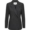 ONLY Onlmarley Life L/S Fit HB STR Blazer TLR, Dark Grey Melange/Strisce: tannino, 40 Donna