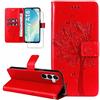 Dcjlbo Cover per Samsung Galaxy A16 4G/5G Custodia Cover in Pelle Portafoglio a Libro con Pellicola Vetro Temperato Porta Carte Cover Flip Case Antiurto Custodia per Samsung A16 4G/5G-Rosso