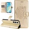 Dcjlbo Cover per Samsung Galaxy A16 4G/5G Custodia Antiurto-Oro | Portafoglio con Pellicola Vetro Temperato Porta Carte Disegni Supporto,Leggera a Libro Pelle Flip,Antiscivolo Libretto Case