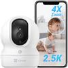 EZVIZ Telecamera Wi-Fi Interno 2K, Videocamera Sorveglianza 4MP per animali e bambini, Motorizzata a 360°, Audio a due vie, Funziona Alexa, Avvisi movimento, Visione notturna, Modello CP1