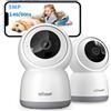 ieGeek 5MP Telecamera WiFi Interno 2,4GHz/5GHz, Videocamera Sorveglianza con Tracciamento del Movimento, Rotazione a 360° PTZ, Visione Notturna, Audio Bidirezionale, Funziona con Alexa, SC1 Pro, 2pz