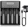 COSOOS Caricabatterie con 4 slot di ricarica, batterie rapide per batterie ricaricabili, agli ioni di litio LiFePO4 NI-MH NI-Cd AA AAA C 18350 18500 18700 20700 21700 26650 RCR123