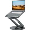 tounee Supporto PC Portatile con Base Girevole a 360°, Ergonomico Regolabile, Supporto Notebook Laptop Computer Stand Compatibile con MacBook Air/Pro Tutti i Laptop da 10-17-Grigio