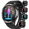 YYKY Orologio ECG Smartwatch Uomo Donna𝐆𝐥𝐢𝐜𝐞𝐦𝐢𝐚HRV/Acido Urico/Lipidi/BMI,1.43AMOLED Fitness Cardiofrequenzimetro,chiamata Bluetooth,Temperatura Corporea,umore,SOS,24H SpO2,sonno,IP68 Android/iOS