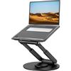 tounee Supporto PC Portatile con Base Girevole a 360°, Ergonomico Regolabile, Supporto Notebook Laptop Computer Stand Compatibile con MacBook Air/Pro Tutti i Laptop da 10-17-Nero