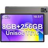 jumper Tablet 10.5 Pollici 1920x1200 IPS FHD, Android 12 Octa-Core T616 (8GB RAM 256GB ROM), Double SIM, 4G LTE, 5G/2.4G WiFi, BT5, 4 Speaker, Fotocamera 13MP, Type C, 7000mAh Batteria