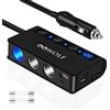 OOWOLF Caricatore Auto QC 3.0 USB C,180W Multipresa Accendisigari 12V/24V, Caricabatteria Auto 4 USB Porte & 3 Prese e LED Digitale per GPS Dash Cam Cellulare Tablet presa Accendisigari