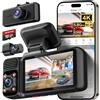 REDTIGER Dash Cam Auto, 4K+1080P+1080P Tripla Telecamera auto 5G WiFi GPS con Scheda da 64GB,Interno Anteriore e Posteriore,Dashcam 3 con Schermo, Visione Notturna, 24H Monitor di Parcheggio,WDR