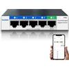 Goalake Switch di rete gestito Gigabit Ethernet a 5 porte, switch Ethernet - Plug-and-Play - Funzionamento silenzioso - Supporto da scrivania o da parete, senza ventola