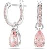 Swarovski Orecchini pendenti Attract, Taglio Pear, Rosa, Placcato rodio