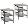 VASAGLE Tavolini a Lato Divano, Set di 2 Tavoli con Ripiani a Rete Regolabili, Stile Industriale, per Soggiorno, Camera da Letto, Corridoio, Ufficio, Greige e Nero LET024B02