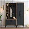 Dmora - Mobile da Ingresso Sponde, Entratina Appendiabiti, Composizione per atrio, Consolle portaoggetti Multifunzione, 150x35 h200 cm, Noce e Antracite