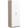 Demeyere 391380 Armadio a 2 Ante a 1 Nicchia Moderno, Colore Rovere Kronberg & Bianco Opaco, 79.4 x 51.1 x 203 cm, Legno Ingegnerizzato, Grigio