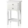 Baroni Home Comodino in Stile Shabby Chic Bianco con Due cassetti e Un ripiano, Comodino in Legno MDF Decorato con pomelli a Rosa in Resina. Dimensioni: 37x26x70 cm