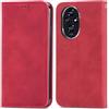 WBWONE Cover a Libro per Huawei Honor 200 PRO, Antiurto Custodia a Portafoglio in Pelle Premium con Funzione di Supporto e Slot per Carte - Rosso