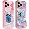 Stradvnaly [2 Pezzi] Stitch Cover per iPhone 8 iPhone 7 iPhone SE 2022/2020 4,7, Cartoon Anime Galvanizzato Custodia per Protezione Fotocamera Sottile Protettiva TPU Antiurto Silicone Cover,Viola,10