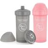 Twistshake 2 x Biberon Anti-Colica Con Contenitore Per Latte In Polvere E Miscelatore - 330ml | Ciuccio In Silicone A Flusso Rapido | Biberon Senza BPA | 4+ Mesi | Rosa