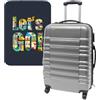 WELL HOME MOBILIARIO & DECORACIÓN Set di valigie 64 x 45 x 28 cm con custodia protettiva 'Let's Go', multicolore, Valigie con 4 ruote e custodia protettiva