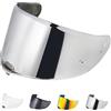 JQF Gear Visiera Casco Moto per FF811/VECTOR II/Citation II,Sostituzione della Visiera della Lente del Casco del Parabrezza del Motociclo per Il Casco Integrale (Argento cromato)