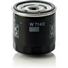 Mann Filter MANN-FILTER, W 714/2 Filtro olio | Per Autovetture, Massime prestazioni filtranti, Protezione motore, Guarnizione alta qualità, Qualità originale OE