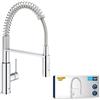 Grohe Rubinetto da Cucina, Linea Get, Doccetta Professionale, Bocca Girevole A Molla, Installazione Veloce, Miscelatore Lavello Cromato 30361000, Grigio Cromo, ‎69 x 34 x 8 cm