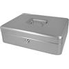 Westcott Cassetta portavalori con serratura Westcott (grande, 30 cm) argento | Cassetta con serratura in lamiera d'acciaio con 2 chiavi | Inserto rimovibile per monete con 5 scomparti | E-51002 SILVER