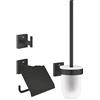 GROHE Quickfix Start Cube, Set di Accessori Per WC 3 in 1, Portarotolo, Scopino Per WC, Gancio Per Accappatoio, Facile da Montare Quickglue, Nero Opaco, 411232430