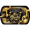 FIESTAS GUIRCA | Vassoio Happy New Year (39x24 cm) - Decorazione da tavolo riutilizzabile per feste di Capodanno - Ideale per eventi e feste - Nero, Oro