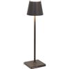 Zafferano, Lampada Poldina Micro, Lampada da Tavolo Ricaricabile e Senza Fili con Controllo Touch, Adatta per Salotto ed Esterni, Dimmer, 2200-3000 K, Altezza 27,5 cm, Colore Grigio Scuro