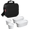 TATAY Borsa Termica Porta Pranzo Impermeabile - Urban Food Casual 3L | 4 Contenitori: 2x0,5L + 2x0,2L | Triplo Strato Isolante | Corpo Semirigido | Tasca Interna | 22,5x10x22 cm, Nero