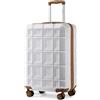 KONO Valigia Bagaglio a Mano Rigida ABS Valigia Piccola Trolley con TSA Lucchetto e 4 Ruote Girevoli 54cm Valigie, Bianco