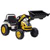 HOMCOM Escavatore Cavalcabile per Bambini a Batteria 6V con Doppio Motore, Velocità 1.5-2.5 km/h, Ruspa Giocattolo per Bambini di 3-5 Anni con Suoni e Luci, 132x62x65 cm, Giallo