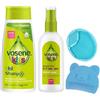 Avatopia Vosene Kids - Shampoo repellente per pidocchi 3 in 1, spray per la difesa dei pidocchi, spazzola per bambini in silicone e pettine, trattamento per lendini, spray repellente per pidocchi, ideale per