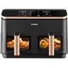 COSORI Friggitrice ad Aria Doppio Cestello Digitale, 8,5L Grande Capacità, Funzione 8 in 1, 35-230°C, Finestra, con Ricette Online, CAF-R903, Oro