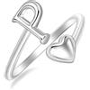 SILBERTALE Anelli iniziali in argento Sterling 925, anello con lettere A-Z per donne, regolabile, a forma di cuore, impilabile, anello di promessa e pollice, gioielli alla moda con confezione regalo