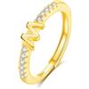 INFUSEU Anello Con Iniziale, Argento 925 18K Oro Anelli Donna Regolabili A-Z Lettera M Captiale Impilabili Personalizzato Nome Gioielli Regalo Di Mamma Donna